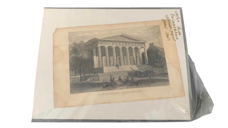 Photo 1 of ANTIQUE ORIGINAL PRINT 1800’S “CUSTOM HOUSE, PHILADELPHIA”