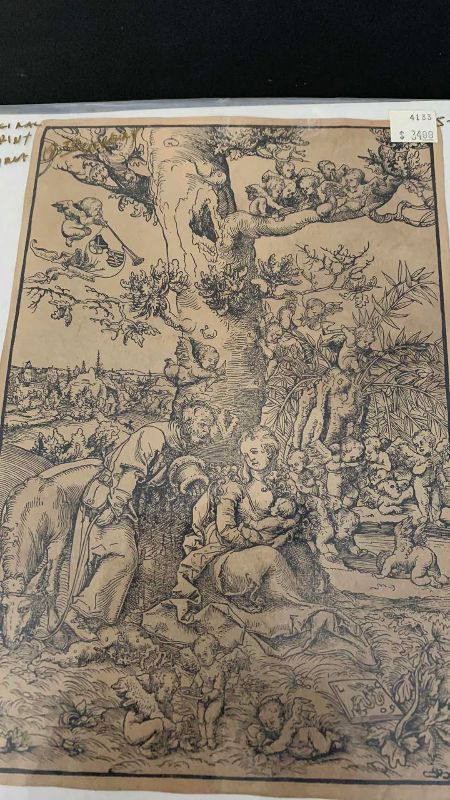 Photo 1 of ANTIQUE ORIGINAL PRINT 1800’S “THE REST ON THE FLIGHT INTO EGYPT”