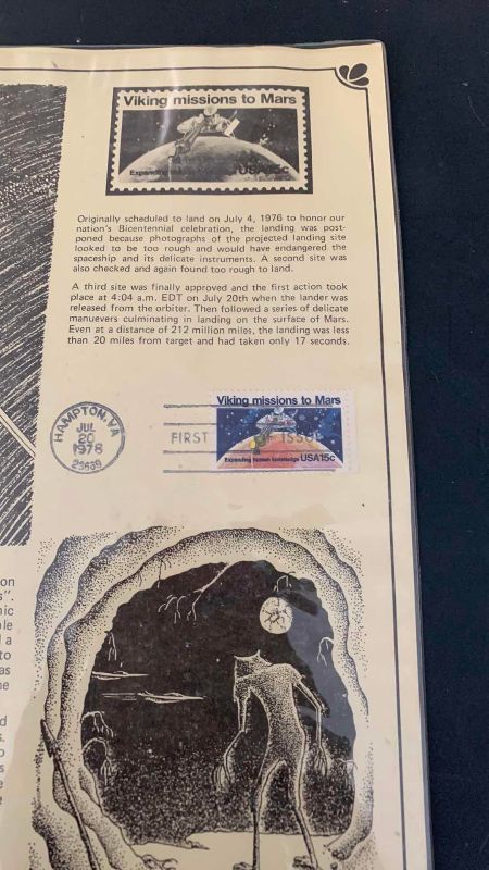 Photo 1 of VINTAGE “VIKING MISSIONS TO MARS” LANDING COMMEMORATIVE STAMP ISSUE