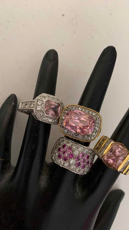 Photo 1 of 4-LADIES PINK COCKTAIL RINGS