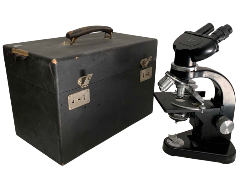 Photo 1 of VINTAGE ERNST LEITZ MICROSCOPE WITH CASE AND ACCESSORIES
