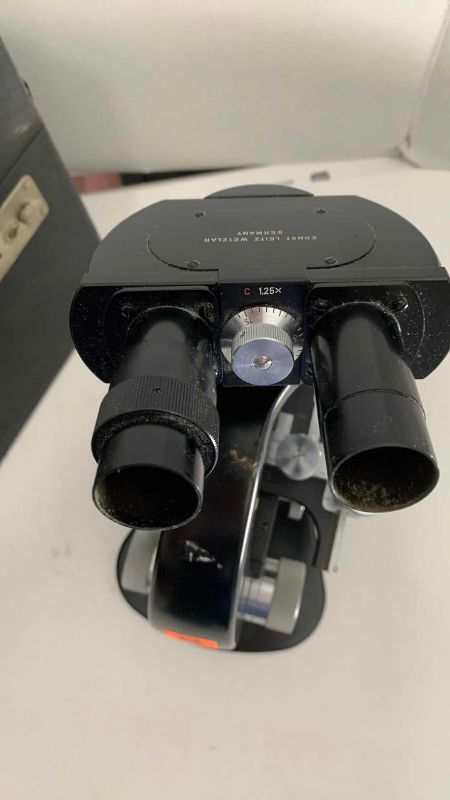 Photo 1 of VINTAGE ERNST LEITZ MICROSCOPE WITH CASE AND ACCESSORIES