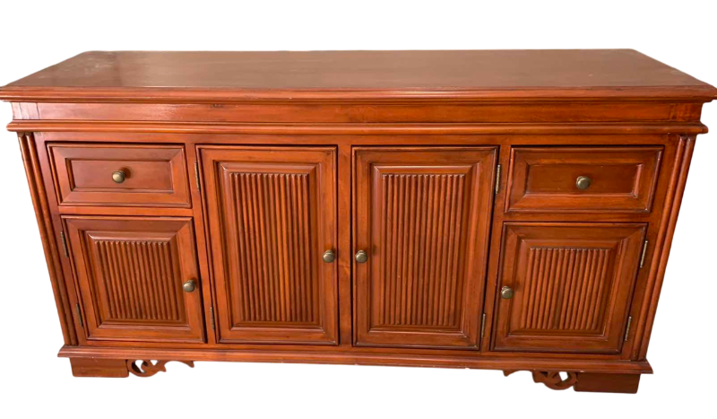 Photo 1 of WOODEN SIDEBOARD WITH DOVETAIL JOINTS ON DRAWERS 59” X 18” H 30”