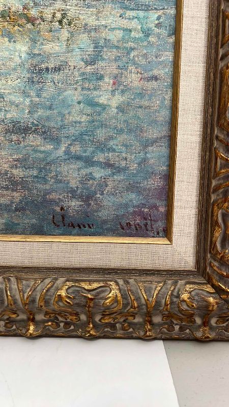Photo 1 of AFTER CLAUDE MONET "THUNDER STORMS PAINTING SIGNED 38" X 32"