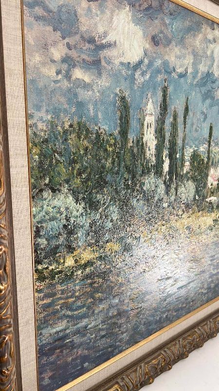 Photo 1 of AFTER CLAUDE MONET "THUNDER STORMS PAINTING SIGNED 38" X 32"