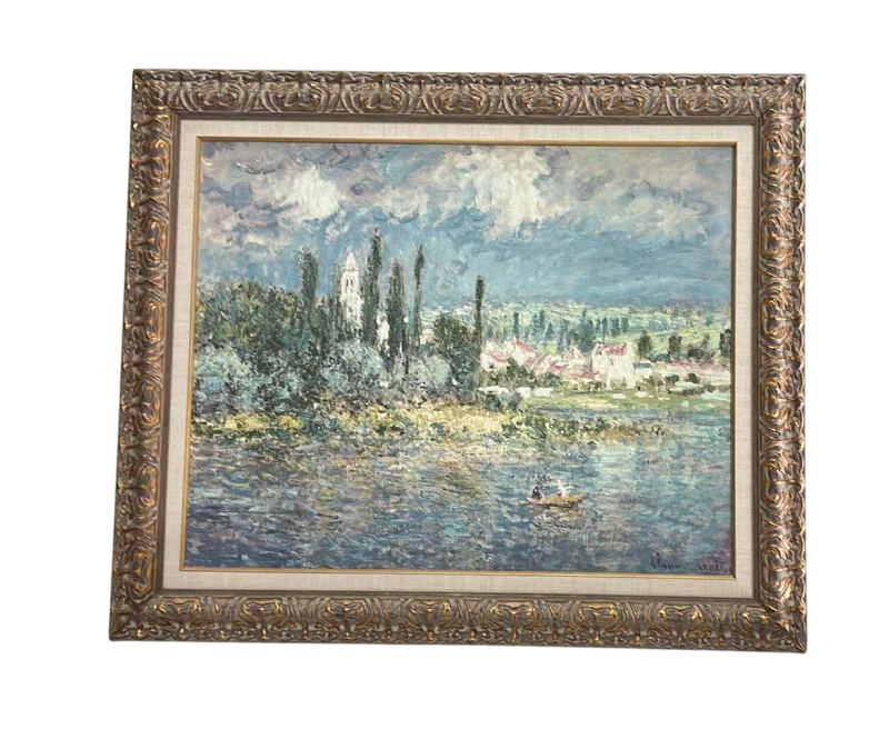Photo 1 of AFTER CLAUDE MONET "THUNDER STORMS PAINTING SIGNED 38" X 32"