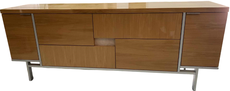 Photo 1 of ELLO CONSOLE TABLE ALUMINUM & WOOD 79” x 18” H 31”