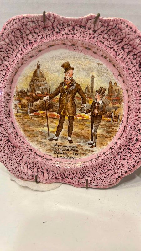 Photo 1 of 2-VINTAGE SANDLAND WARE OLIVER TWIST DECORATIVE PLATES FROM ENGLAND