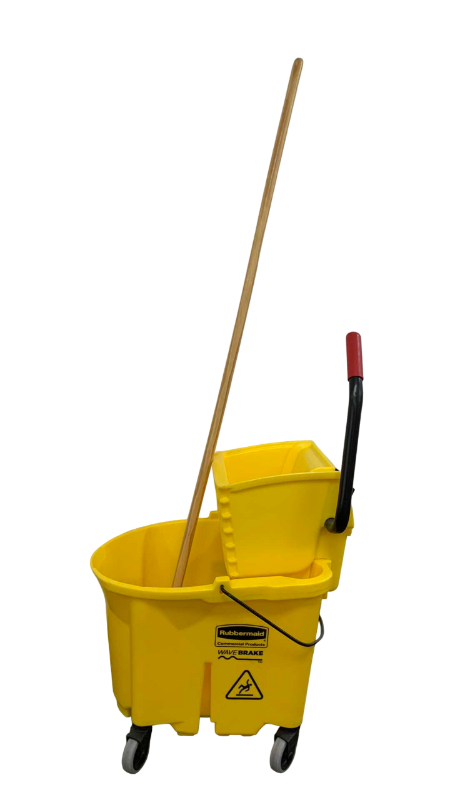 Photo 1 of RUBBERMAID COMMERCIAL PRODUCTS WAVE BREAK MOPPING BUCKET WITH WHEELS AND MOP