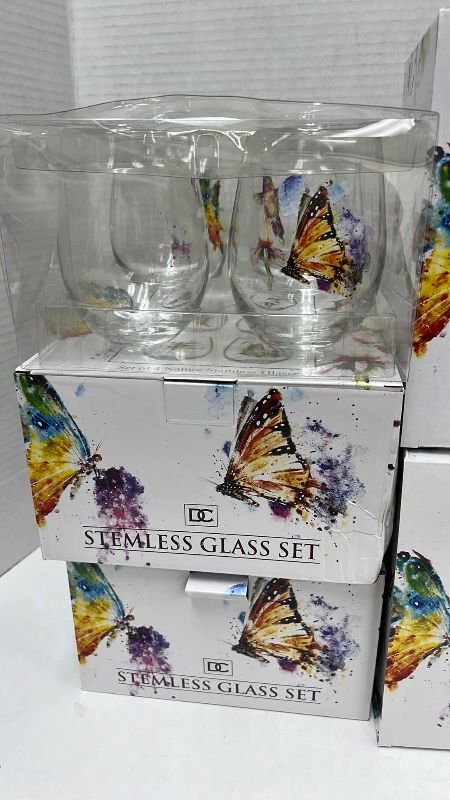 Photo 1 of 4- STEMLESS PAINTED GLASS SET