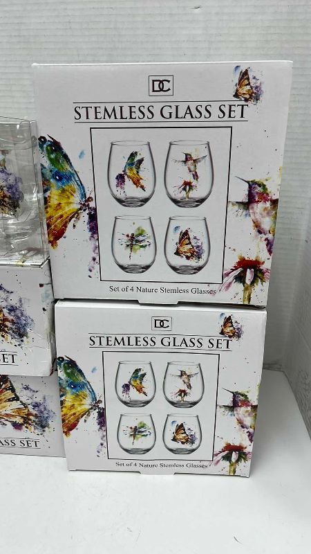 Photo 1 of 4- STEMLESS PAINTED GLASS SET
