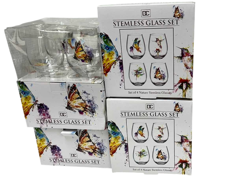 Photo 1 of 4- STEMLESS PAINTED GLASS SET