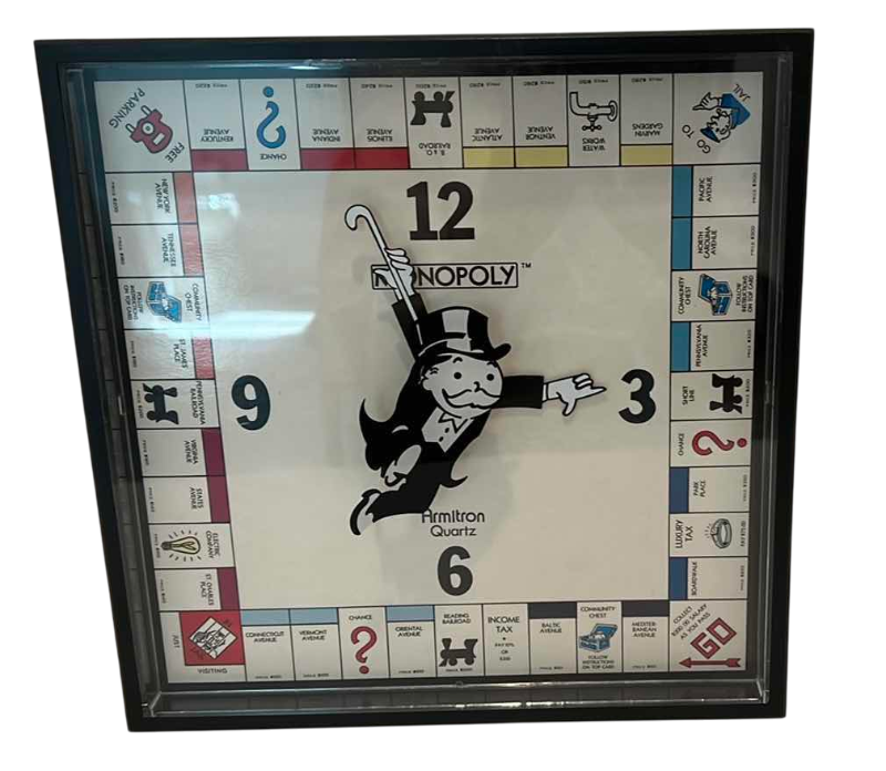 Photo 1 of VINTAGE MONOPOLY BOARD GAME CLOCK 10" SQUARE