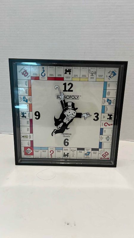 Photo 1 of VINTAGE MONOPOLY BOARD GAME CLOCK 10" SQUARE
