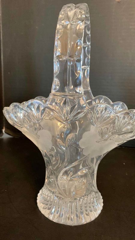 Photo 1 of CUT CRYSTAL VASE AND FLOWERS BASKET 10”