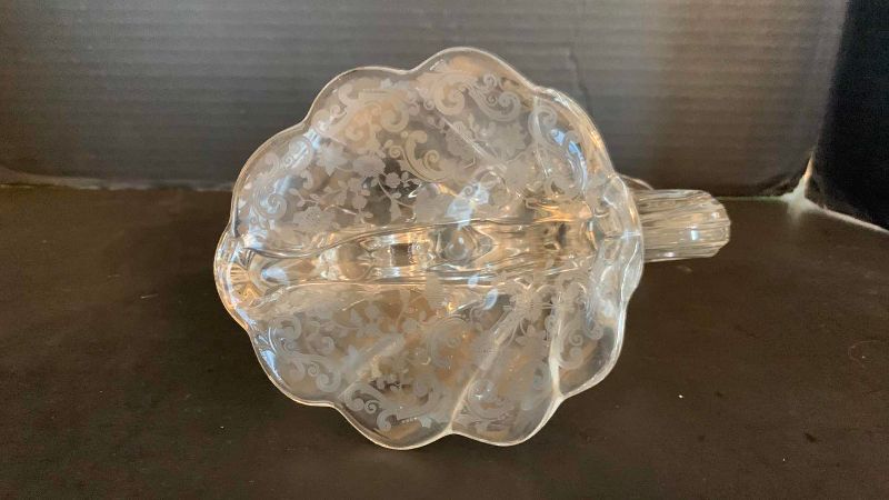 Photo 1 of VINTAGE 1930’S CAMBRIDGE ROSE POINT CLEAR 2 THREE LIGHT CANDLE STICK 6”