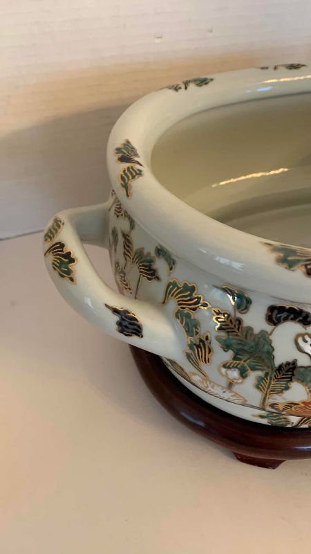 Photo 1 of ASIAN FLORAL OVAL FOOT BATH BOWL 17” WIDE