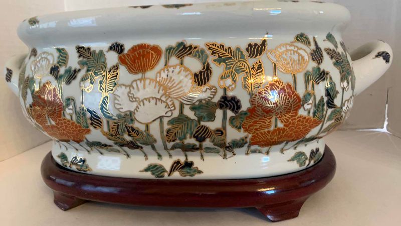 Photo 1 of ASIAN FLORAL OVAL FOOT BATH BOWL 17” WIDE