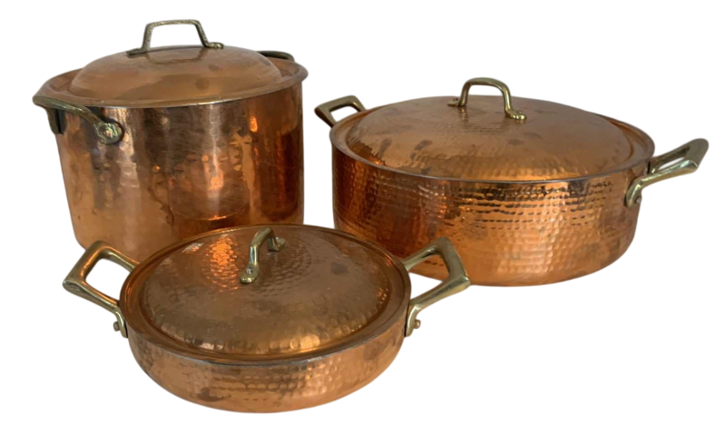 Photo 1 of HAMMERED COPPER COOKING POT SET