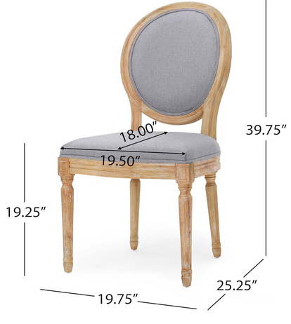 Photo 1 of PHINNAEUS FRENCH COUNTRY FABRIC DINING CHAIRS SET OF 2  GRAY