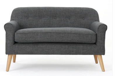 Photo 1 of MIA MID-CENTURY MODERN TUFTED FABRIC UPHOLSTERED LOVESEAT WITH TAPERED LEGS