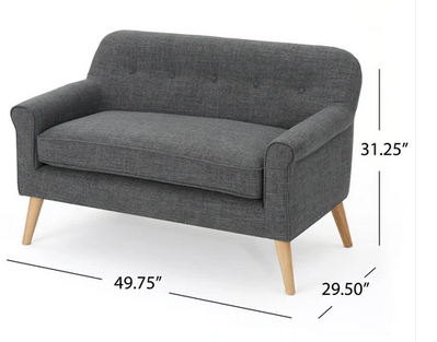 Photo 1 of MIA MID-CENTURY MODERN TUFTED FABRIC UPHOLSTERED LOVESEAT WITH TAPERED LEGS