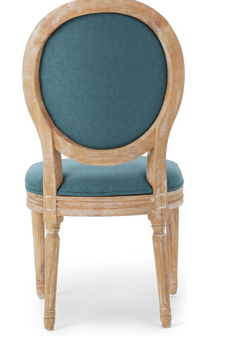 Photo 1 of PHINNAEUS FRENCH COUNTRY FABRIC DINING CHAIRS SET OF 2 TEAL COLOR