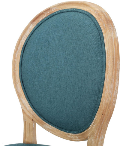 Photo 1 of PHINNAEUS FRENCH COUNTRY FABRIC DINING CHAIRS SET OF 2 TEAL COLOR