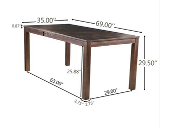 Photo 1 of MARIN RUSTIC OUTDOOR SLATTED DARK BROWN ACACIA WOOD DINING TABLE