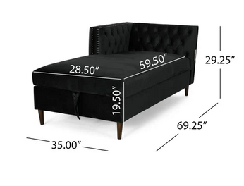 Photo 1 of JEPHTHAH CONTEMPORARY TUFTED VELVET SECTIONAL SOFA WITH STORAGE CHAISE LOUNGE