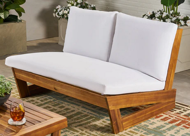 Photo 1 of EMMA OUTDOOR ACACIA WOOD LOVESEAT WITH CUSHIONS 