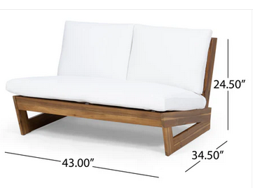 Photo 1 of EMMA OUTDOOR ACACIA WOOD LOVESEAT WITH CUSHIONS 