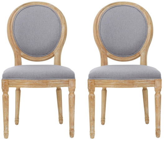 Photo 1 of PHINNAEUS FRENCH COUNTRY FABRIC DINING CHAIRS SET OF 2 GRAY