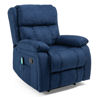 Photo 1 of LEXIE CONTEMPORARY PILLOW TUFTED MASSAGE RECLINER IN BLUE