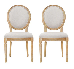 Photo 1 of PHINNAEUS FRENCH COUNTRY FABRIC DINING CHAIRS SET OF 2 BEIGE