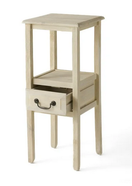 Photo 1 of DECLAN CONTEMPORARY ACACIA WOOD ACCENT TABLE WITH DRAWER, MORNING MIST BEIGE