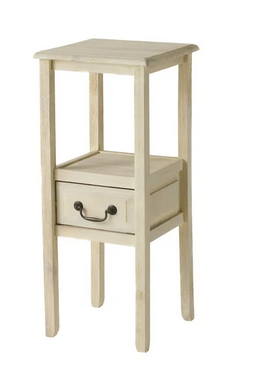 Photo 1 of DECLAN CONTEMPORARY ACACIA WOOD ACCENT TABLE WITH DRAWER, MORNING MIST BEIGE