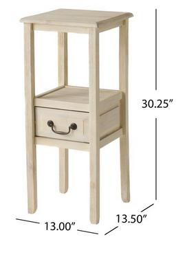 Photo 1 of DECLAN CONTEMPORARY ACACIA WOOD ACCENT TABLE WITH DRAWER, MORNING MIST BEIGE