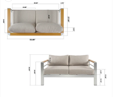 Photo 1 of AMIAS ALUMINUM OUTDOOR PATIO LOVESEAT WITH BEIGE CUSHIONS