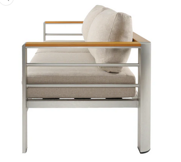 Photo 1 of AMIAS ALUMINUM OUTDOOR PATIO LOVESEAT WITH BEIGE CUSHIONS