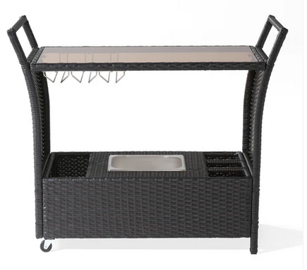 Photo 1 of BENETT OUTDOOR WICKER SERVING BAR CART