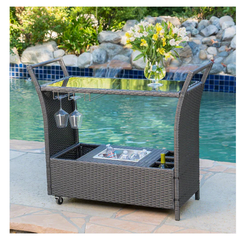 Photo 1 of BENETT OUTDOOR WICKER SERVING BAR CART