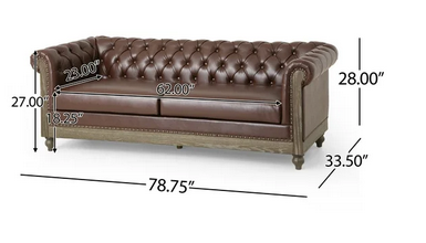 Photo 1 of KINZEE CHESTERFIELD TUFTED 3 SEATER SOFA WITH NAIL HEAD TRIM