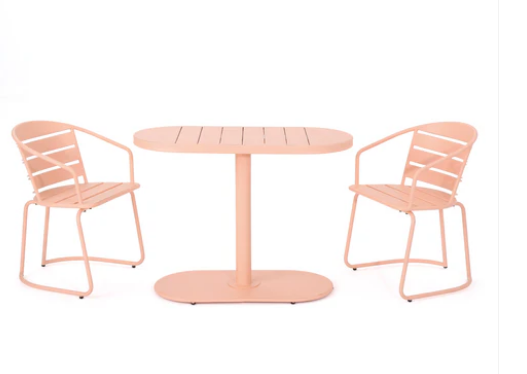 Photo 1 of SANTA MONICA OUTDOOR IRON BISTRO CORAL COLORED PATIO SET