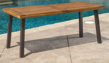 Photo 1 of CHRISTOPHER KNIGHT HOME DELLA OUTDOOR ACACIA DINING TABLE TEAAK FINISH WITH RUSTIC METAL