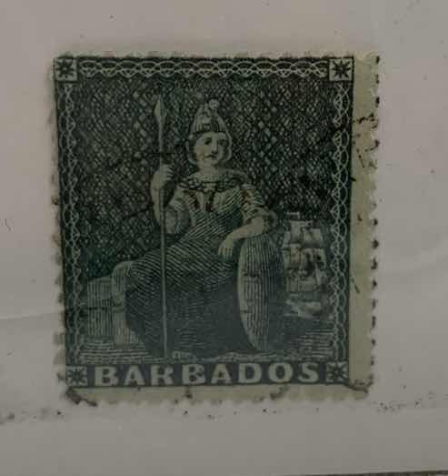 Photo 1 of 1874 ANTIQUE BARBADOS STAMP 