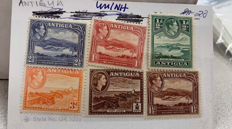 Photo 1 of 6-VINTAGE 1938 ANTIGUA STAMPS 
