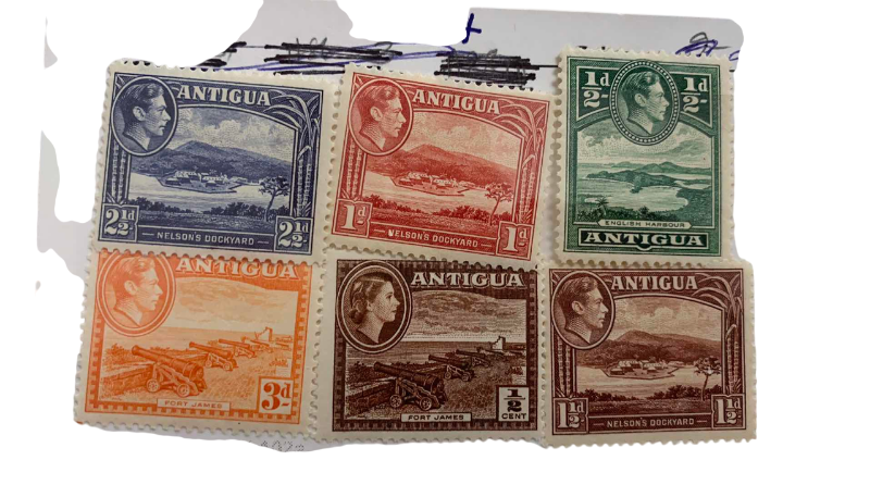 Photo 1 of 6-VINTAGE 1938 ANTIGUA STAMPS 