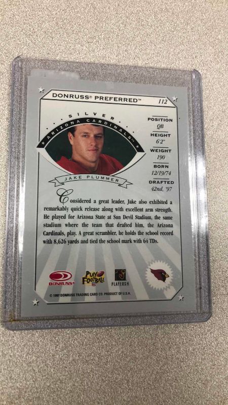Photo 1 of 1997 NFL FOOTBALL JAKE PLUMMER ROOKIE CARD