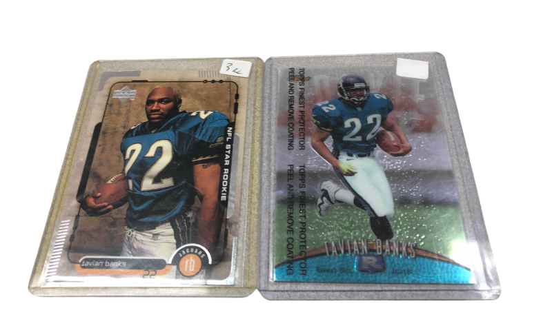 Photo 1 of NFL FOOTBALL TOPPS AND UPPER DECK TAVIAN BANKS ROOKIE CARDS